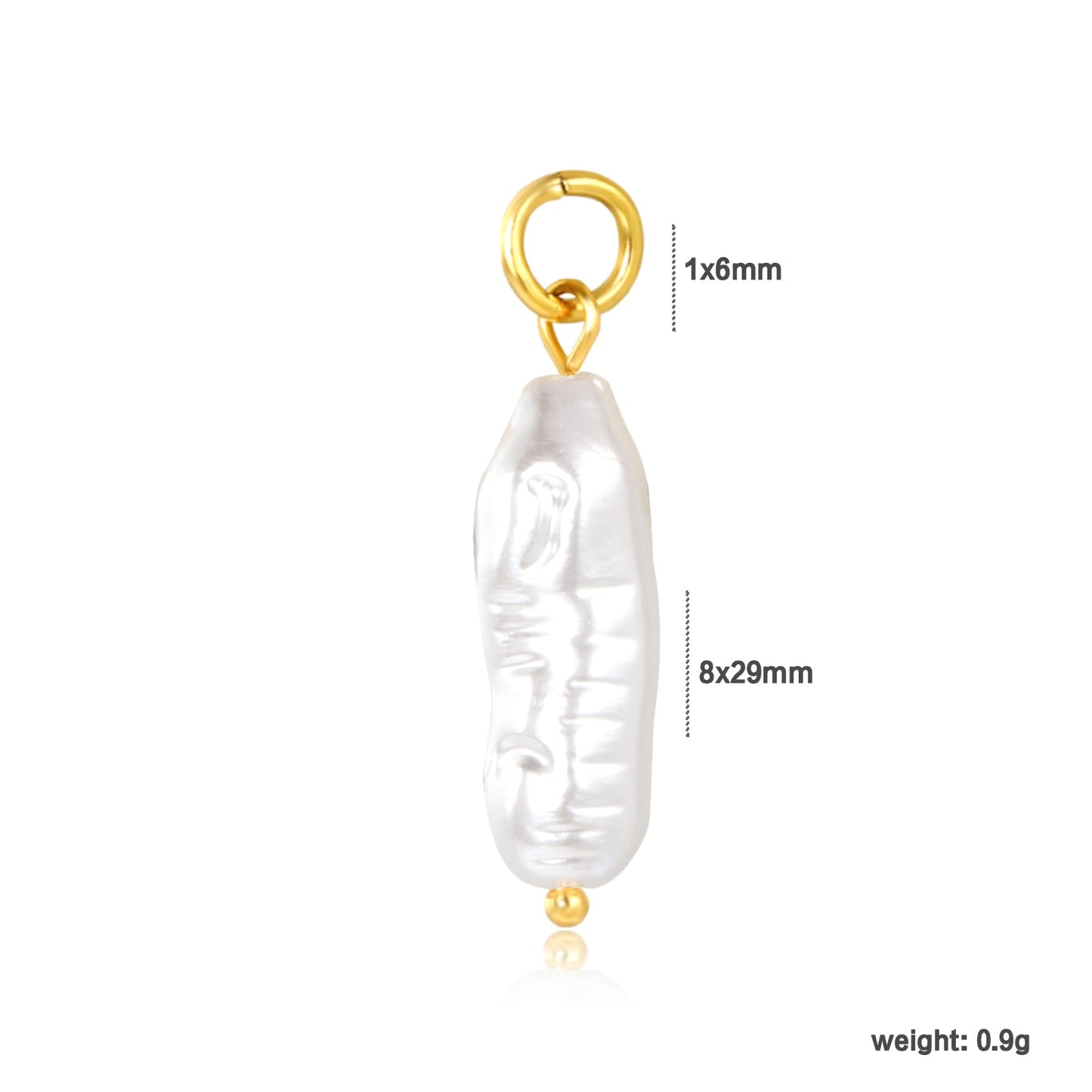 Long-shaped imitation pearl 8x29.5mm clasp 1x6 open ring accessory, gold (no necklace) asonjewelry