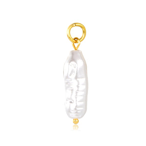 Long-shaped imitation pearl 8x29.5mm clasp 1x6 open ring accessory, gold (no necklace)