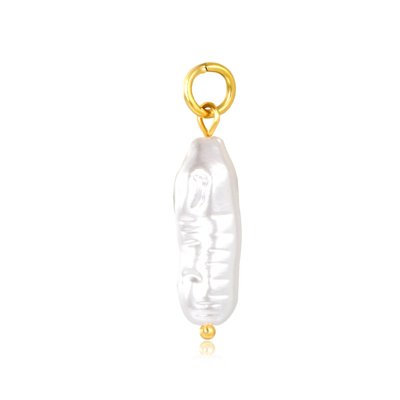Long-shaped imitation pearl 8x29.5mm clasp 1x6 open ring accessory, gold (no necklace)