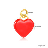Smooth/Dripping Oil Red Heart 14*16mm Clasp 1*6 Open Ring Accessories Gold(No Necklace)