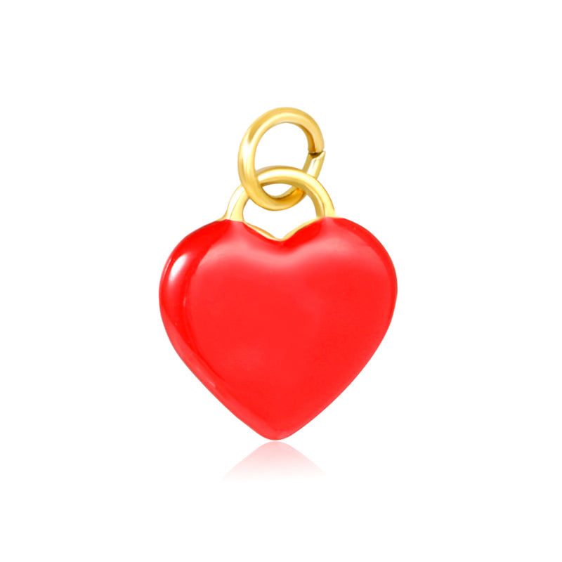 Smooth/Dripping Oil Red Heart 14*16mm Clasp 1*6 Open Ring Accessories Gold(No Necklace)