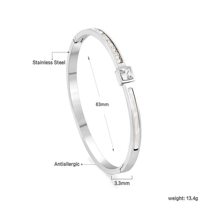 Bracelet combining two rectangular shells & diamond-set surfaces asonjewelry