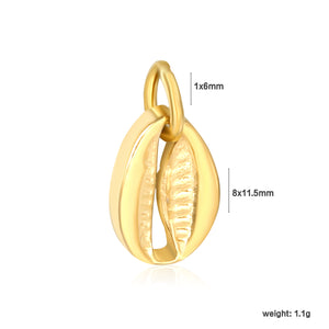 Double-sided hollow shell 8x11.5mm with 1x6 open rings, accessories in gold (no necklace)
