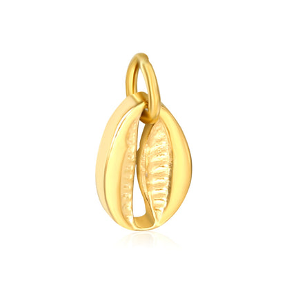 Double-sided hollow shell 8x11.5mm with 1x6 open rings, accessories in gold (no necklace) asonjewelry