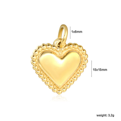 Heart-shaped 15x15mm clasp with 1x6 open ring, gold-colored accessory (no necklace) asonjewelry