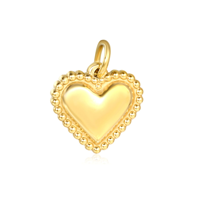 Heart-shaped 15x15mm clasp with 1x6 open ring, gold-colored accessory (no necklace)