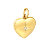 Eight-pointed star with diamond-studded heart-shaped 14x14mm clasp with 1x6 open ring, gold-colored accessory (no necklace)