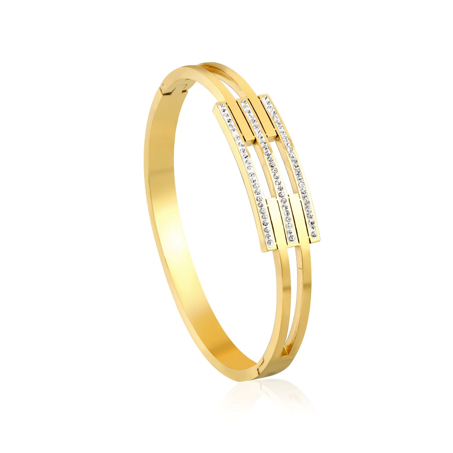 Hard bracelet with three small diamond-set bars asonjewelry