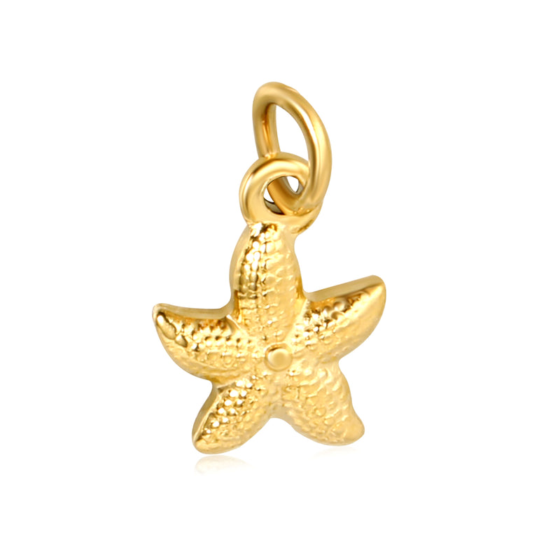 Starfish 10x14mm clasp 1x6 open ring accessory gold (no necklace)