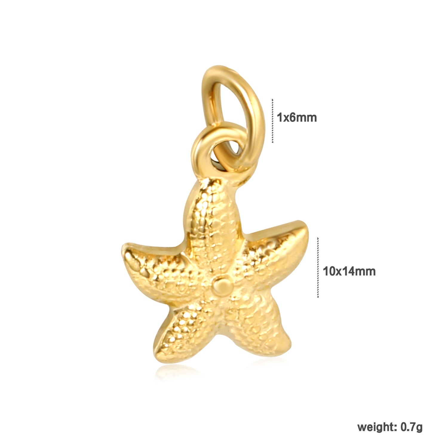 Starfish 10x14mm clasp 1x6 open ring accessory gold (no necklace) asonjewelry