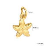 Starfish 10x14mm clasp 1x6 open ring accessory gold (no necklace)