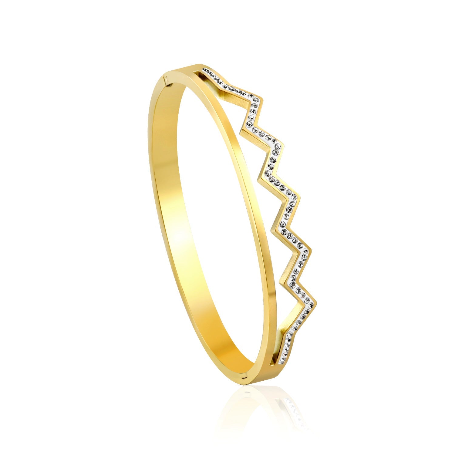 Wavy, diamond-studded hard bracelet like a crown asonjewelry