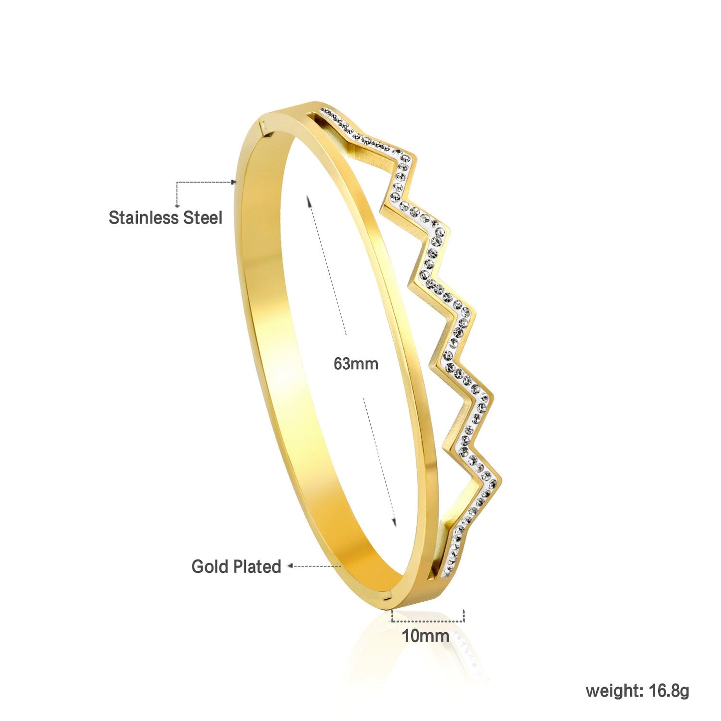 Wavy, diamond-studded hard bracelet like a crown asonjewelry