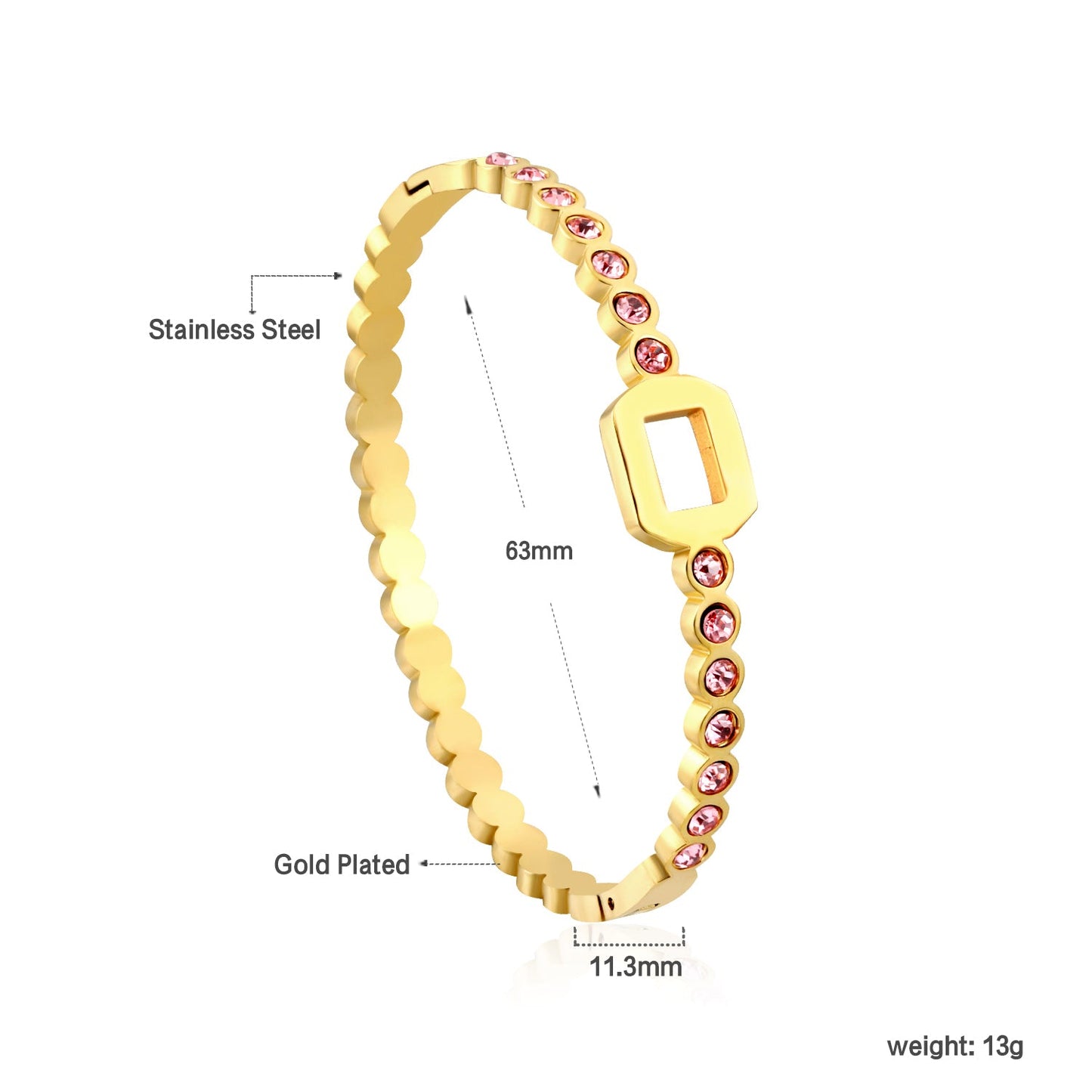 Pink Diamonds & Rectangular Wisps Bracelet asonjewelry