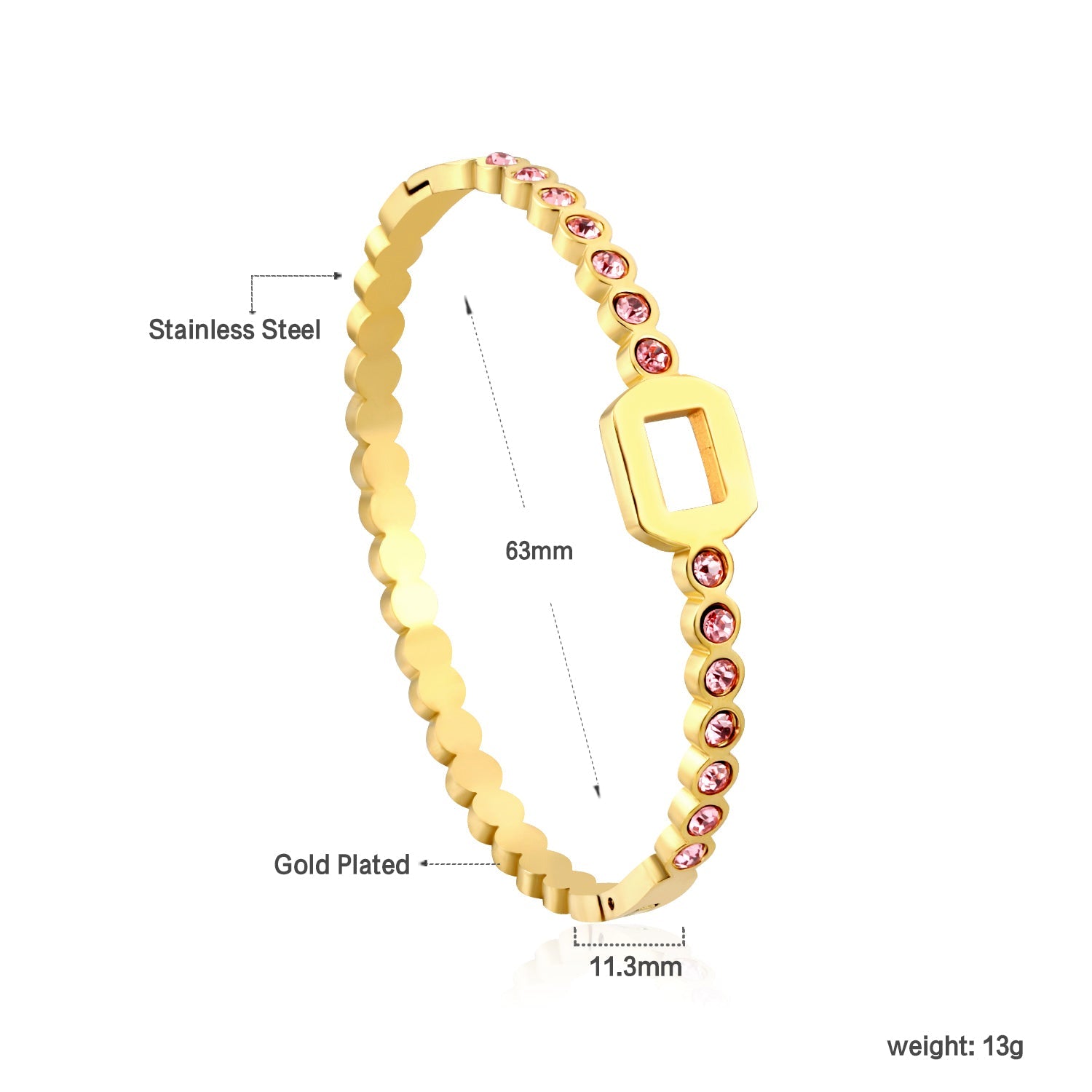 Pink Diamonds & Rectangular Wisps Bracelet asonjewelry