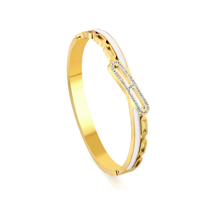 White oil drop wrap around & rectangle diamond bracelet asonjewelry