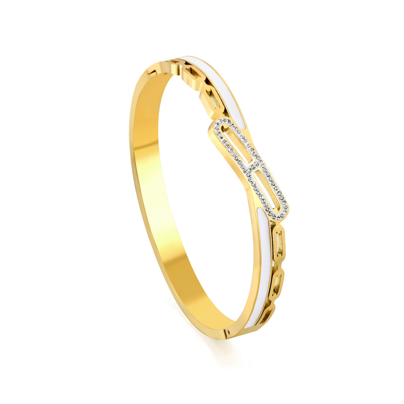 White oil drop wrap around & rectangle diamond bracelet