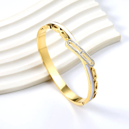 White oil drop wrap around & rectangle diamond bracelet asonjewelry