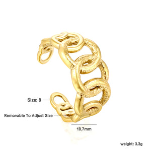Golden Spiral Link SS Open Ring (Layered Spiral)