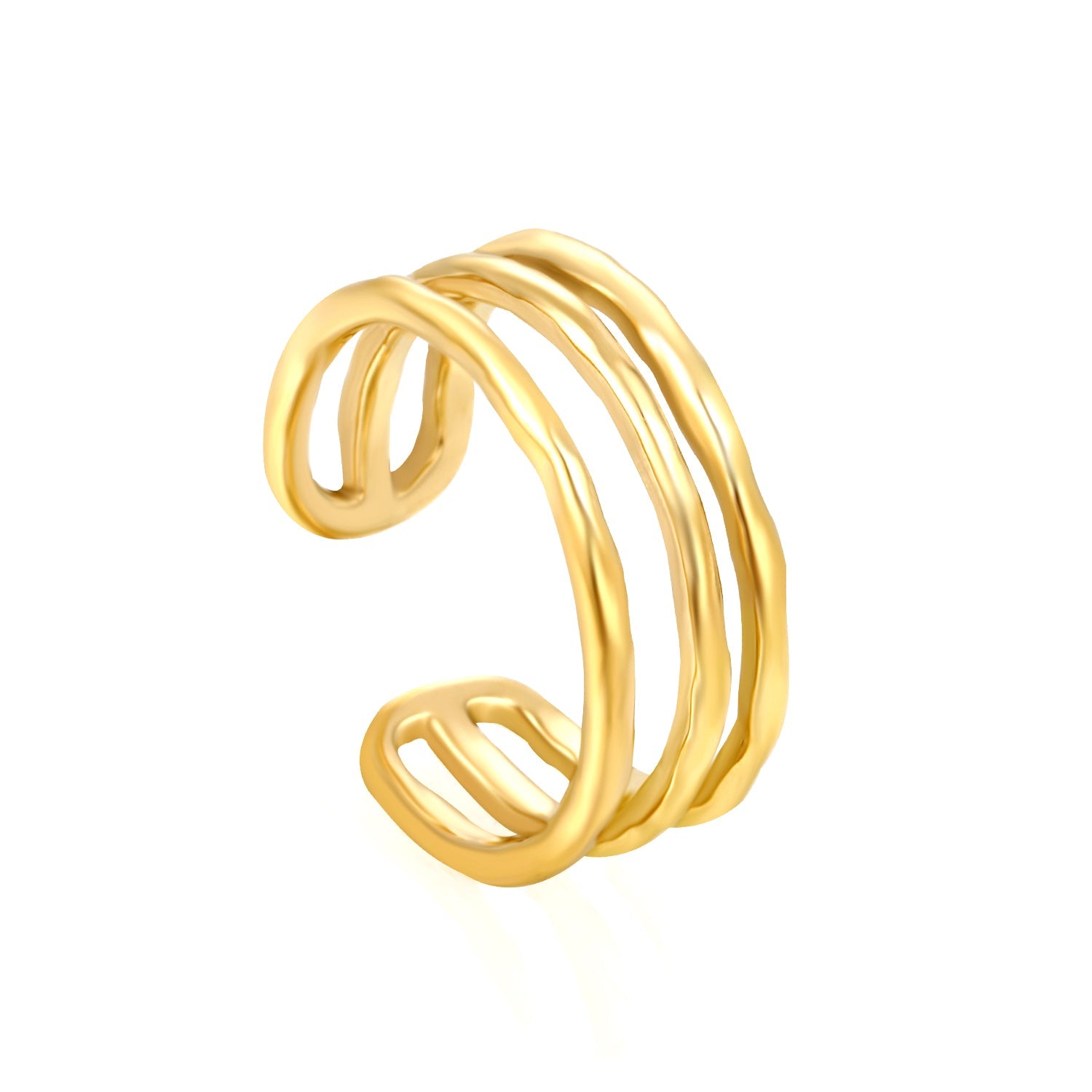 Spiral Link Open Ring - Stainless Steel Unique Layered Style asonjewelry