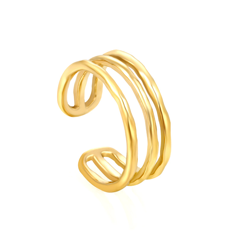 Spiral Link Open Ring - Stainless Steel Unique Layered Style