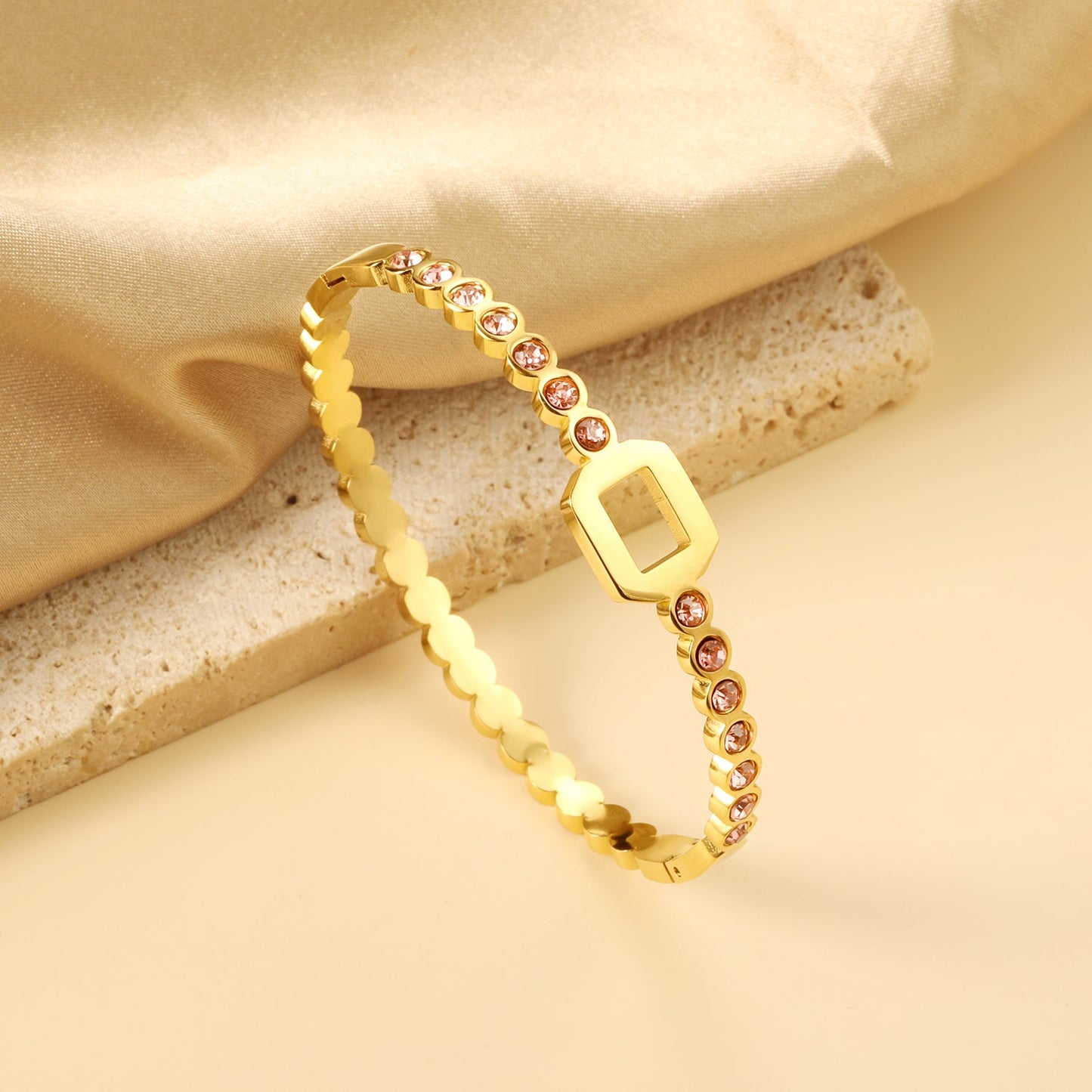 Pink Diamonds & Rectangular Wisps Bracelet asonjewelry