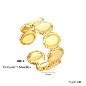 Leaf Design Open Ring - Stainless Steel Nature-Inspired Elegance