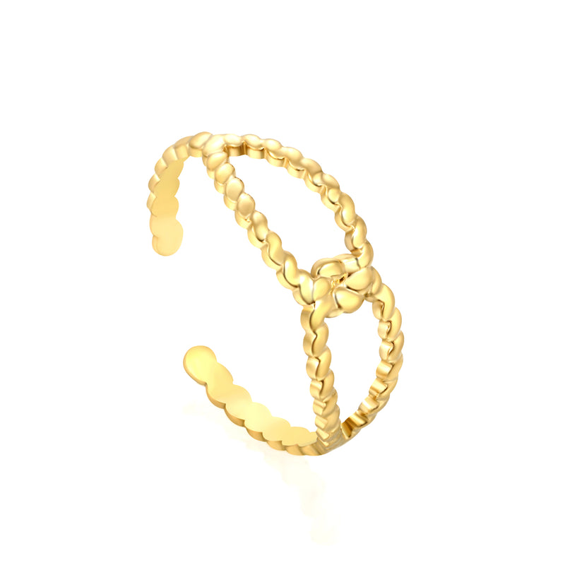 Star-Center Open Ring - Stainless Steel Retro-Modern Glam