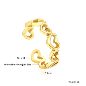 Star Pattern SS Open Ring - Trendy Star-Circle Cutout Style