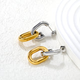 2x10mm Inner Diameter 14x20mm Double Ring Chain Earring, Two-Tone Gold