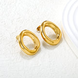 20.6x25mm irregular openwork oval earrings, gold