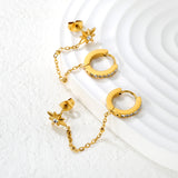 9x11mm Eight-Pointed Star with Diamonds 2x9mm Inner + 14x15mm Ear Hook Circle with Diamonds, Gold
