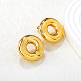 27.5mm polished circle earrings, gold
