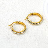 Gold - Plated Diamond - Accented Hoop Earrings