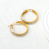 Gold - Plated Diamond - Accented Hoop Earrings