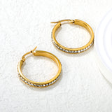 Gold - Plated Diamond - Accented Hoop Earrings
