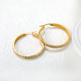 Gold - Plated Diamond - Accented Hoop Earrings