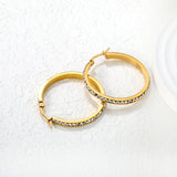Gold - Plated Diamond - Accented Hoop Earrings