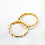 Gold - Plated Diamond - Accented Hoop Earrings