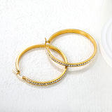 Gold - Plated Diamond - Accented Hoop Earrings