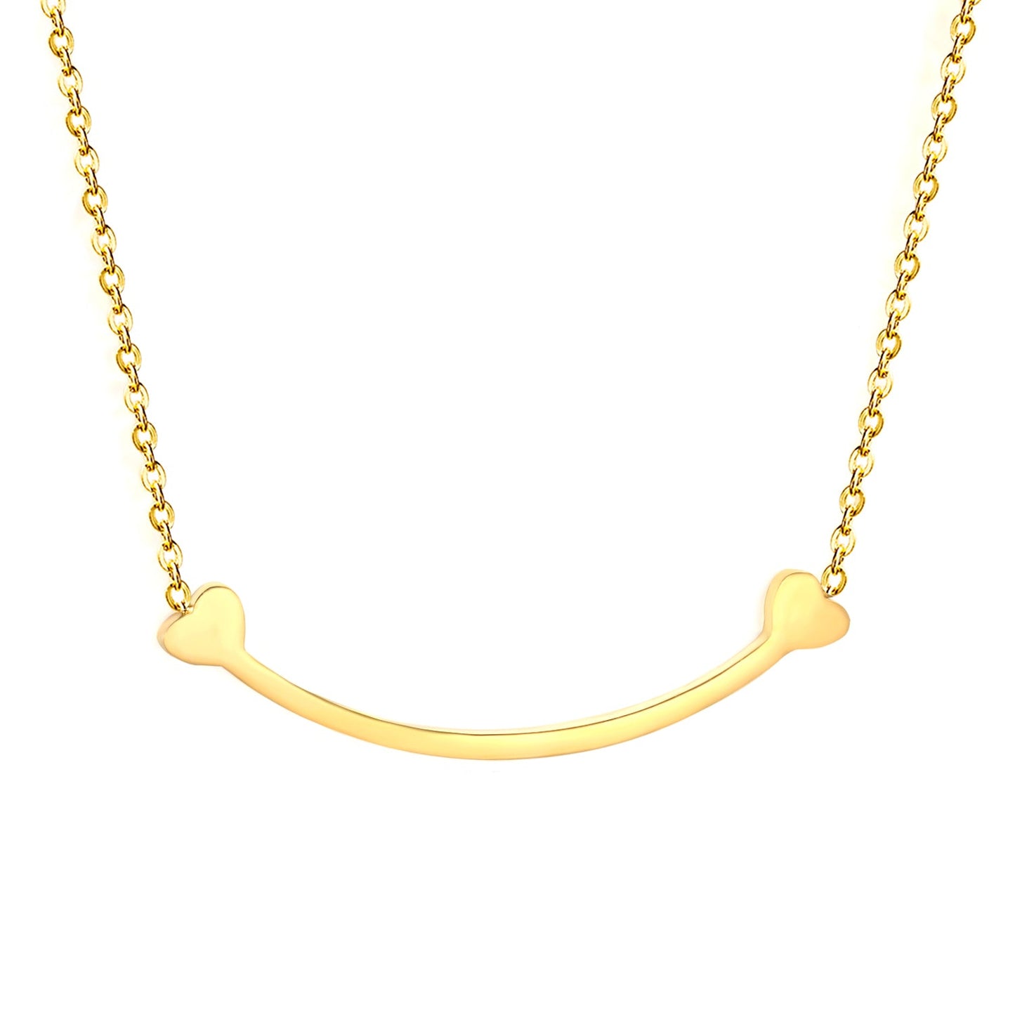 9.2 x 36.7mm curved bone pendant, 0.3mm cross chain 45+5cm, 6mm round tag necklace, gold asonjewelry
