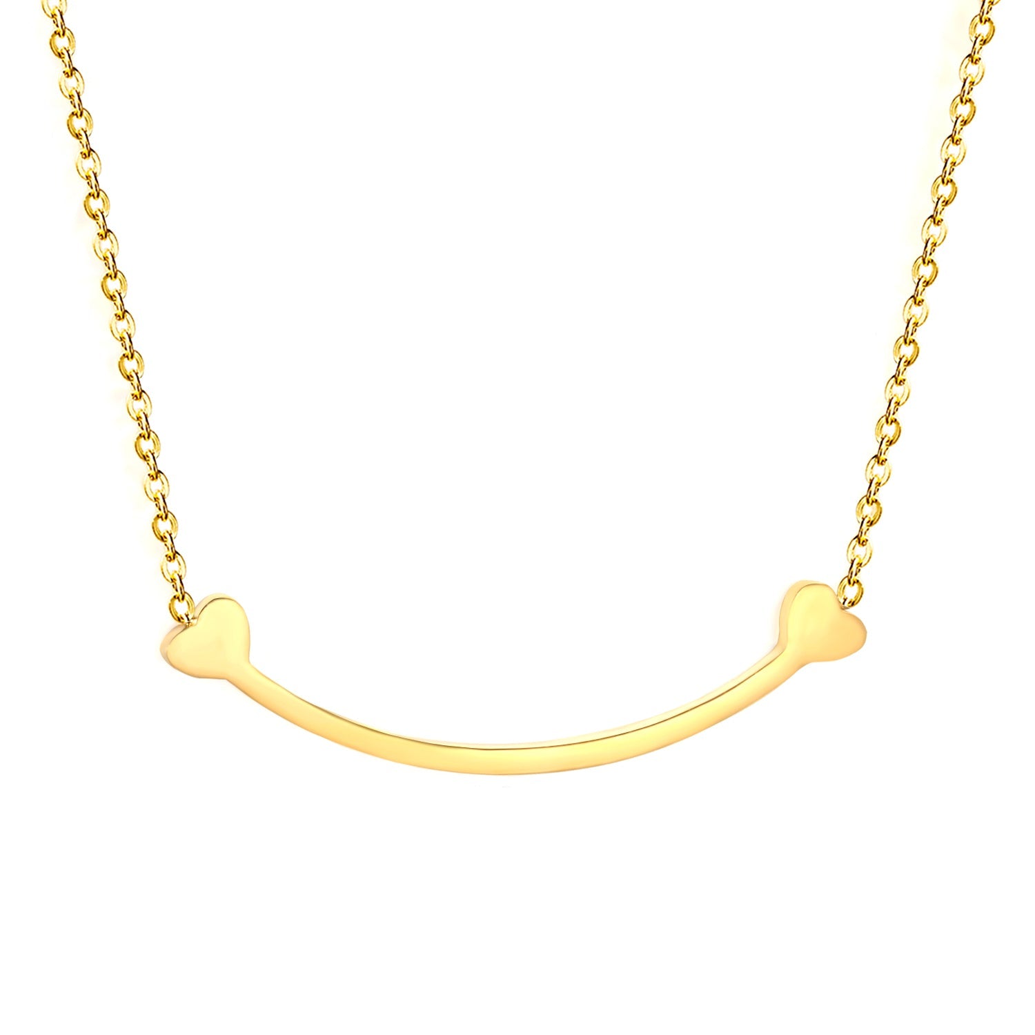 9.2 x 36.7mm curved bone pendant, 0.3mm cross chain 45+5cm, 6mm round tag necklace, gold asonjewelry