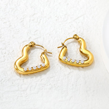 18x22mm heart-shaped white pearl earrings, gold asonjewelry