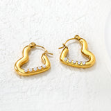 18x22mm heart-shaped white pearl earrings, gold