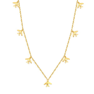 8.2 x 9 mm airplane accessory 0.3 cross chain 40+5 cm + 6 mm necklace gold