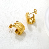 10.5x16mm Smooth Wide Curved Ear Stud, Gold