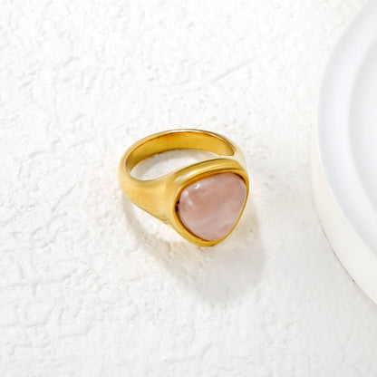 14.5mm high triangular tiger's eye/pink crystal ring, gold ring asonjewelry