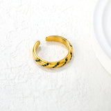 3.7mm Gold Open Ring with Twisted Band & White Diamond /Emerald Accents