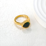 10.7mm teardrop white/emerald/royal blue diamond ring in gold