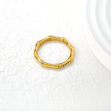 2.3mm high bamboo-shaped setting with white/lotus purple diamonds, gold ring